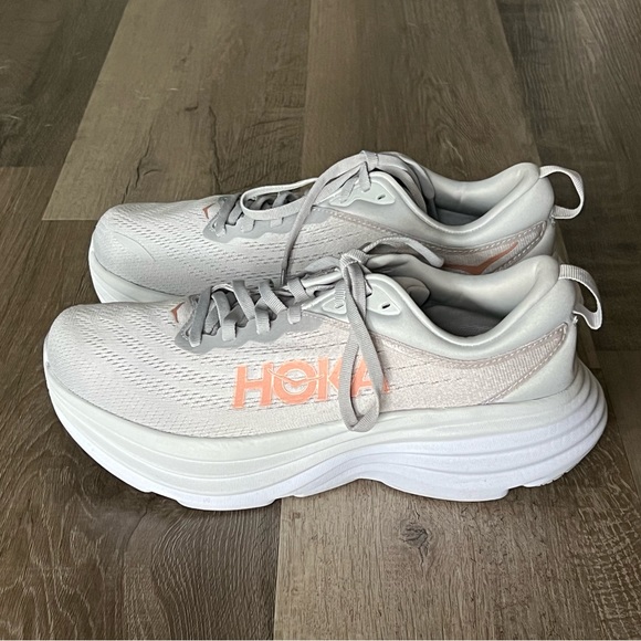 Hoka Shoes Hoka Bondi 8 Gym Shoe Harbor Mist Lunar Rock Gray Size